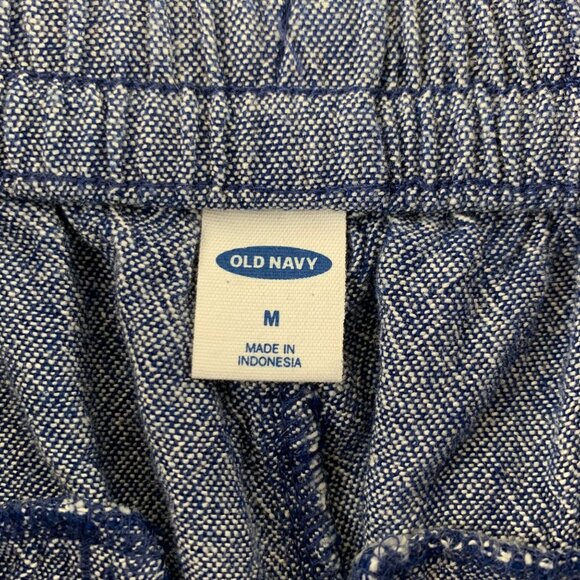 Old Navy Blue Chambray Heather Linen Blend Pull On Shorts M - Picture 2 of 4